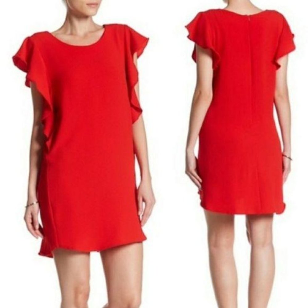 Bobeau Red Cocktail Dress Flutter Sleeves